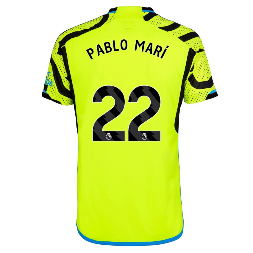 Férfi Pablo Mari #22 Sárga Idegenbeli Jersey 2023/24 Mez Póló Ing