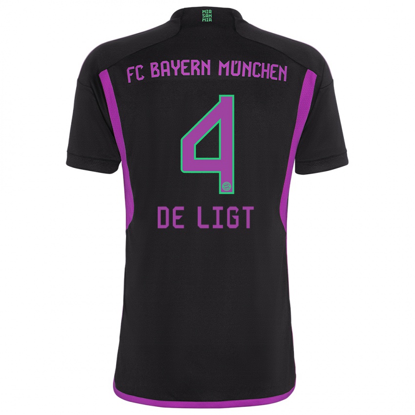 Férfi Matthijs De Ligt #4 Fekete Idegenbeli Jersey 2023/24 Mez Póló Ing