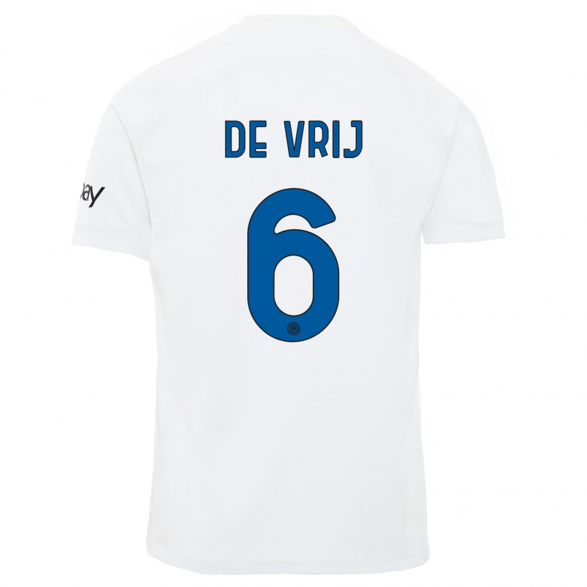 Férfi Stefan De Vrij #6 Fehér Idegenbeli Jersey 2023/24 Mez Póló Ing