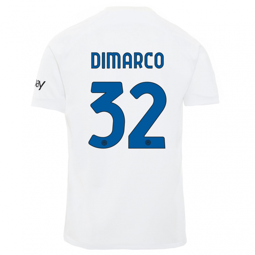 Férfi Federico Dimarco #32 Fehér Idegenbeli Jersey 2023/24 Mez Póló Ing