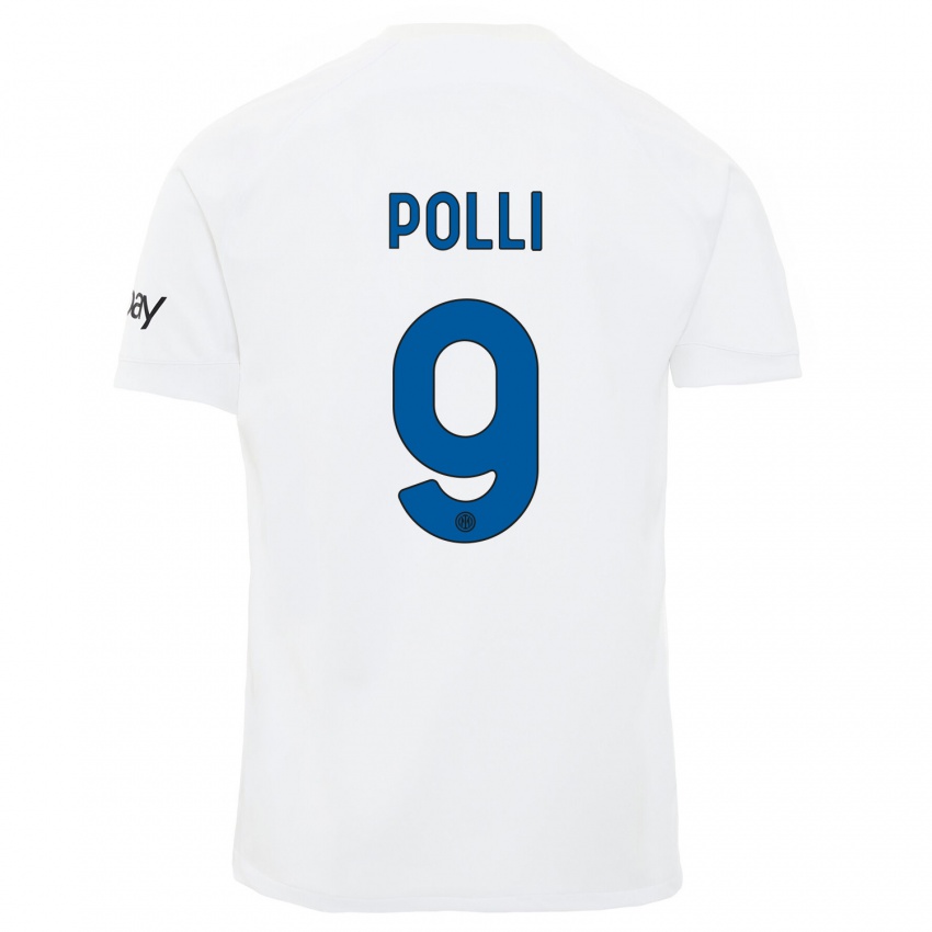 Férfi Elisa Polli #9 Fehér Idegenbeli Jersey 2023/24 Mez Póló Ing