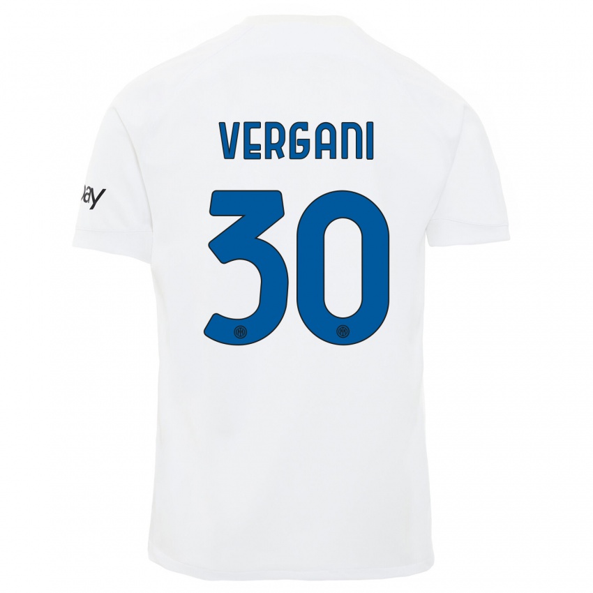 Férfi Bianca Vergani #30 Fehér Idegenbeli Jersey 2023/24 Mez Póló Ing