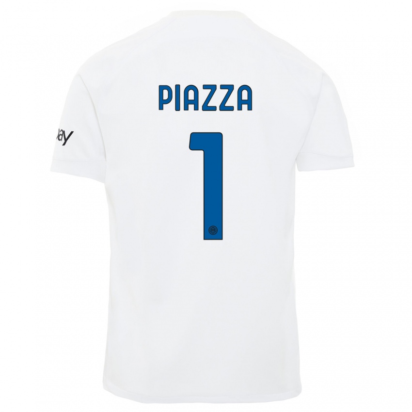 Férfi Alessia Piazza #1 Fehér Idegenbeli Jersey 2023/24 Mez Póló Ing