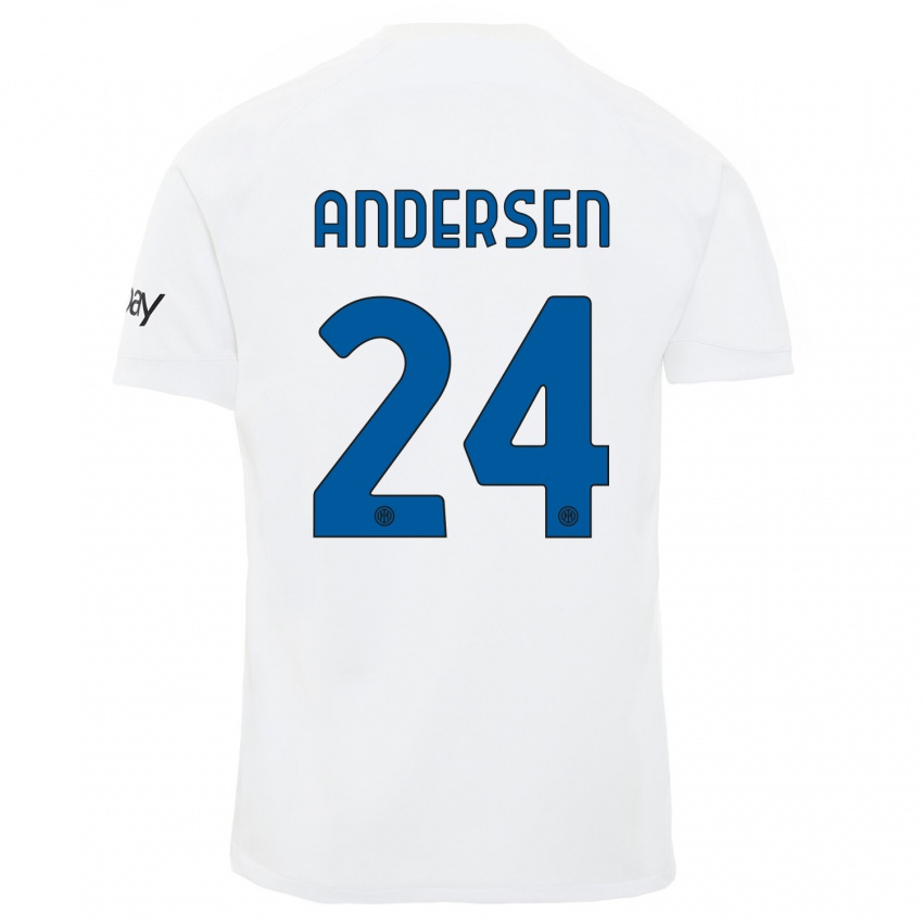 Férfi Silas Andersen #24 Fehér Idegenbeli Jersey 2023/24 Mez Póló Ing