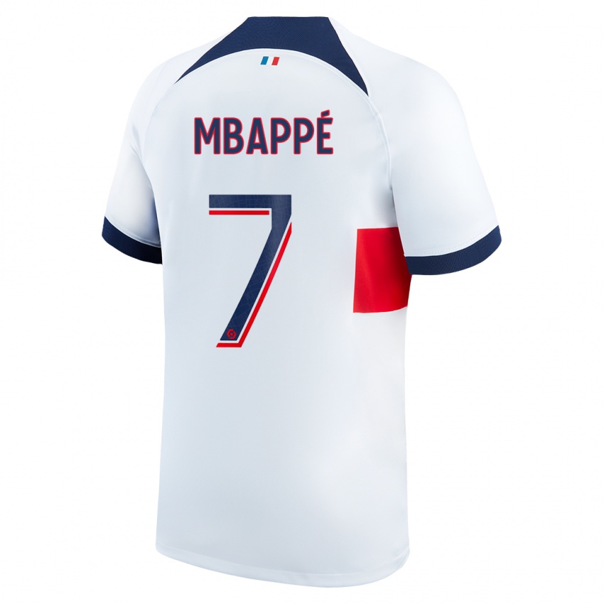 Férfi Kylian Mbappe #7 Fehér Idegenbeli Jersey 2023/24 Mez Póló Ing