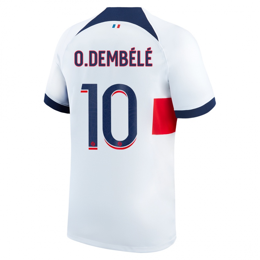 Férfi Ousmane Dembele #10 Fehér Idegenbeli Jersey 2023/24 Mez Póló Ing