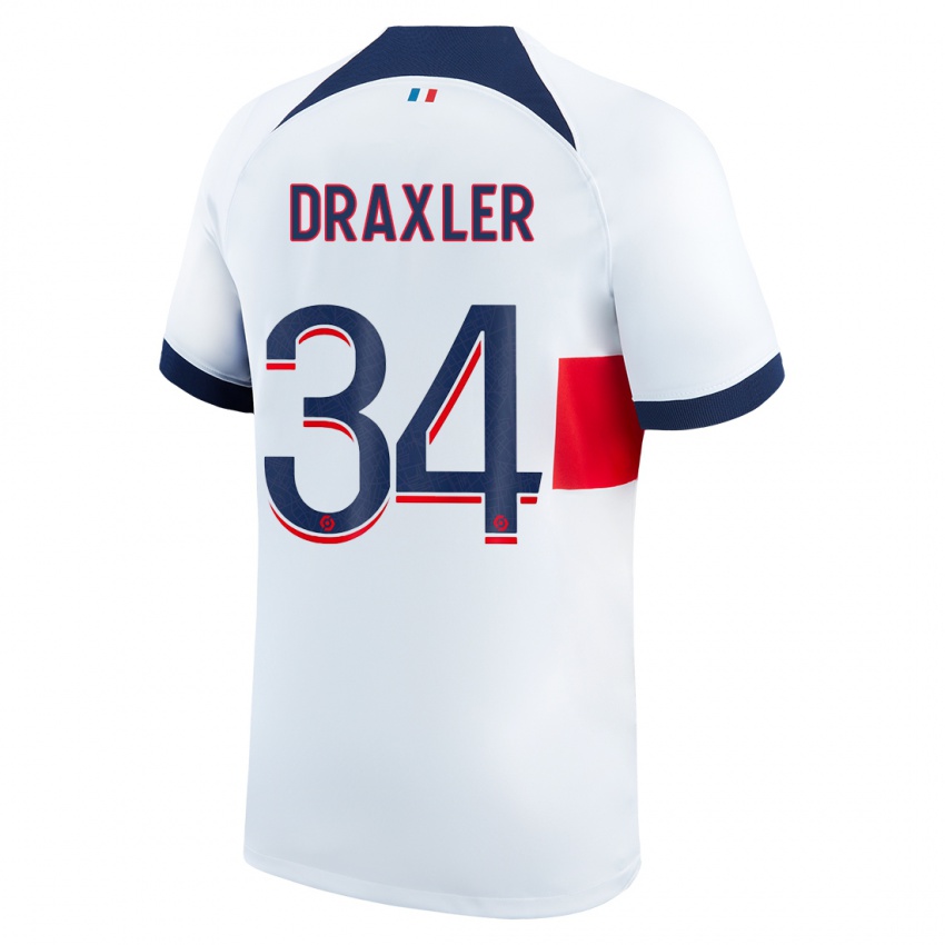 Férfi Julian Draxler #34 Fehér Idegenbeli Jersey 2023/24 Mez Póló Ing
