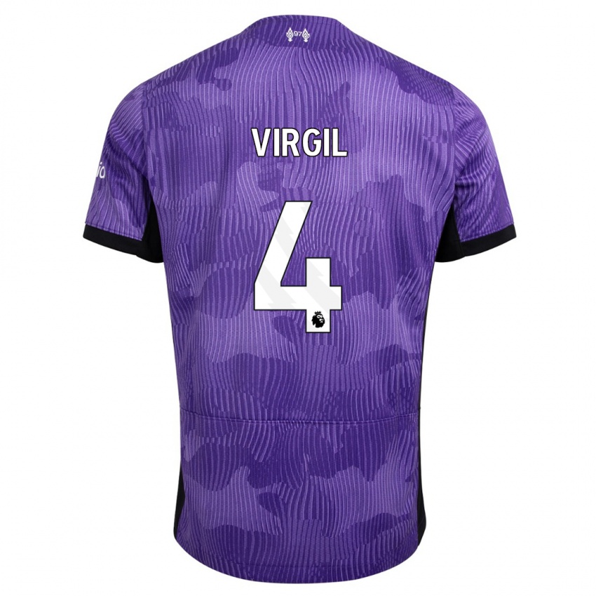 Férfi Virgil Van Dijk #4 Lila Harmadik Számú Jersey 2023/24 Mez Póló Ing