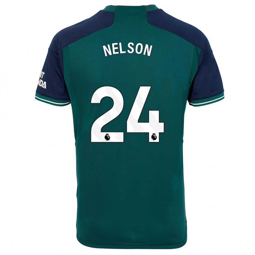 Férfi Reiss Nelson #24 Zöld Harmadik Számú Jersey 2023/24 Mez Póló Ing