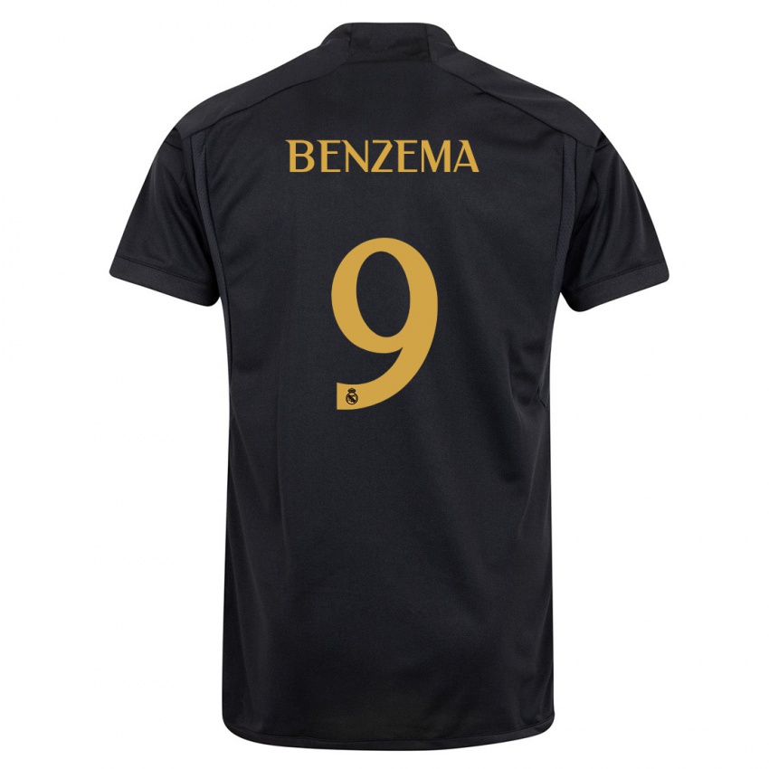 Férfi Karim Benzema #9 Fekete Harmadik Számú Jersey 2023/24 Mez Póló Ing