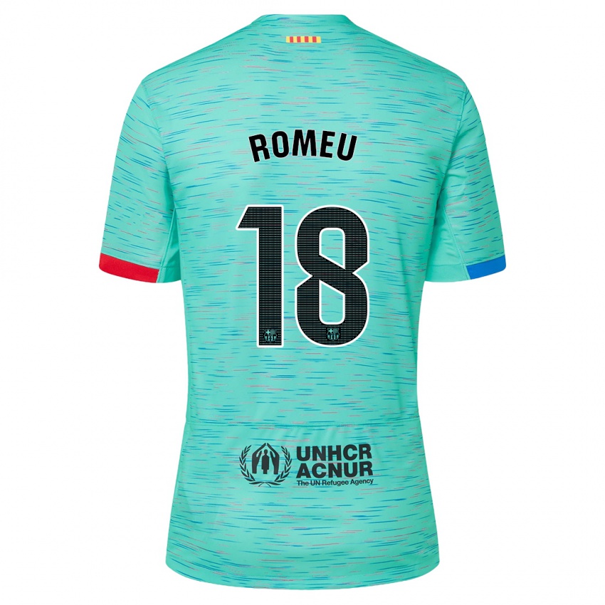 Férfi Oriol Romeu #18 Light Aqua Harmadik Számú Jersey 2023/24 Mez Póló Ing