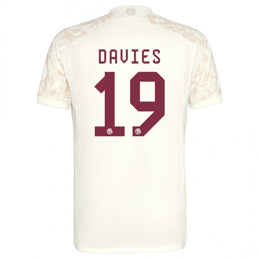 Férfi Alphonso Davies #19 Törtfehér Harmadik Számú Jersey 2023/24 Mez Póló Ing