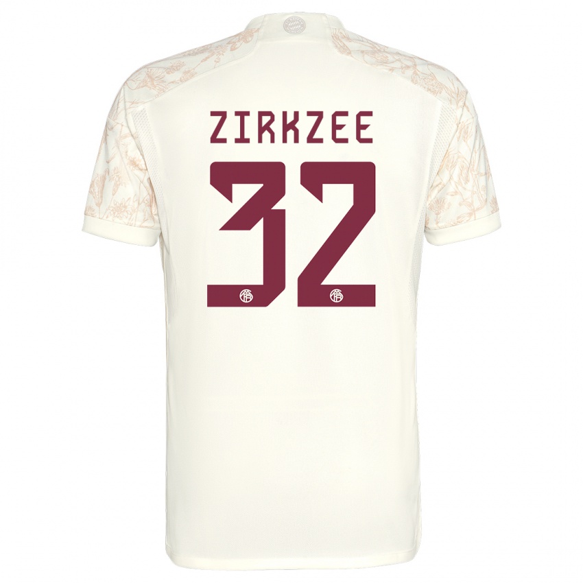 Férfi Joshua Zirkzee #32 Törtfehér Harmadik Számú Jersey 2023/24 Mez Póló Ing