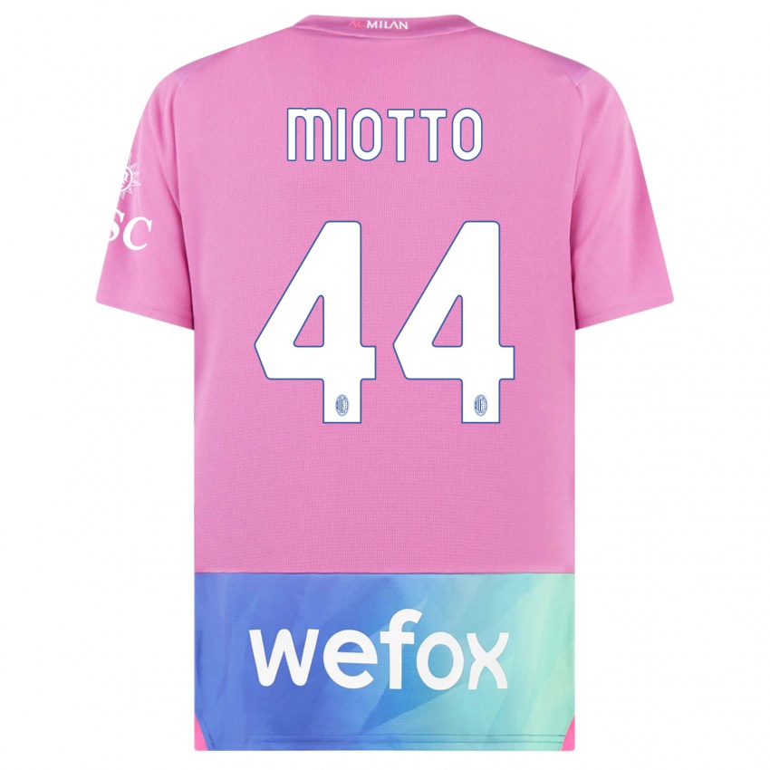 Férfi Giorgia Miotto #44 Pink Lila Harmadik Számú Jersey 2023/24 Mez Póló Ing