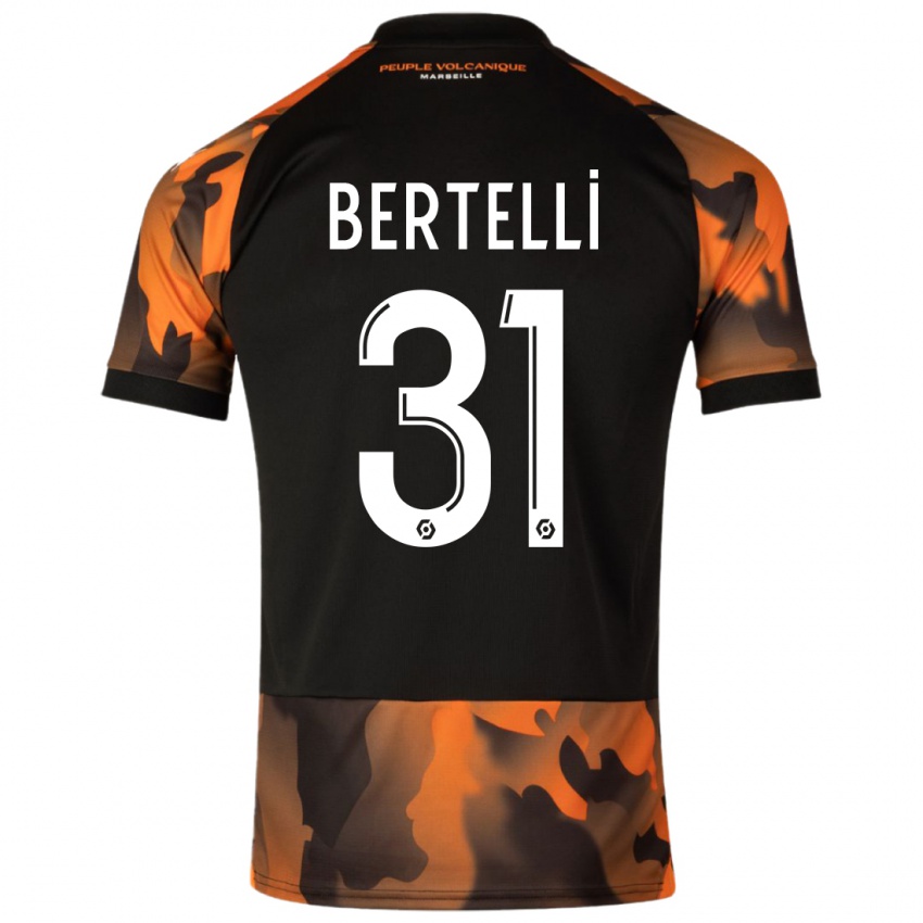Férfi Ugo Bertelli #31 Fekete Narancs Harmadik Számú Jersey 2023/24 Mez Póló Ing