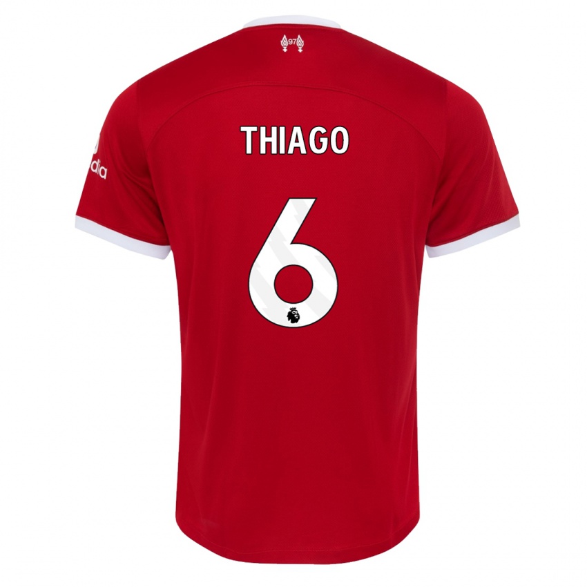 Női Thiago #6 Piros Hazai Jersey 2023/24 Mez Póló Ing