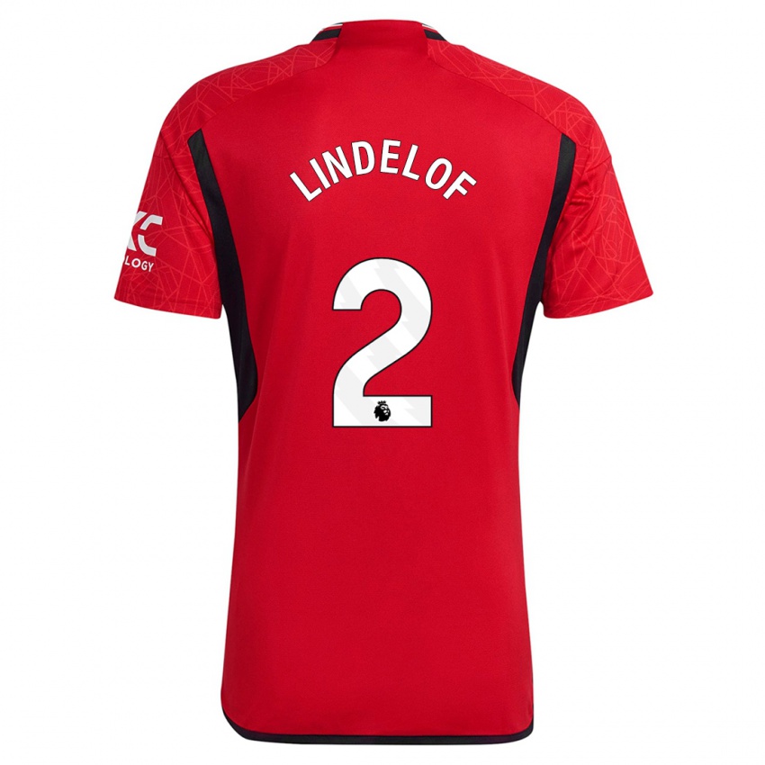 Női Victor Lindelof #2 Piros Hazai Jersey 2023/24 Mez Póló Ing