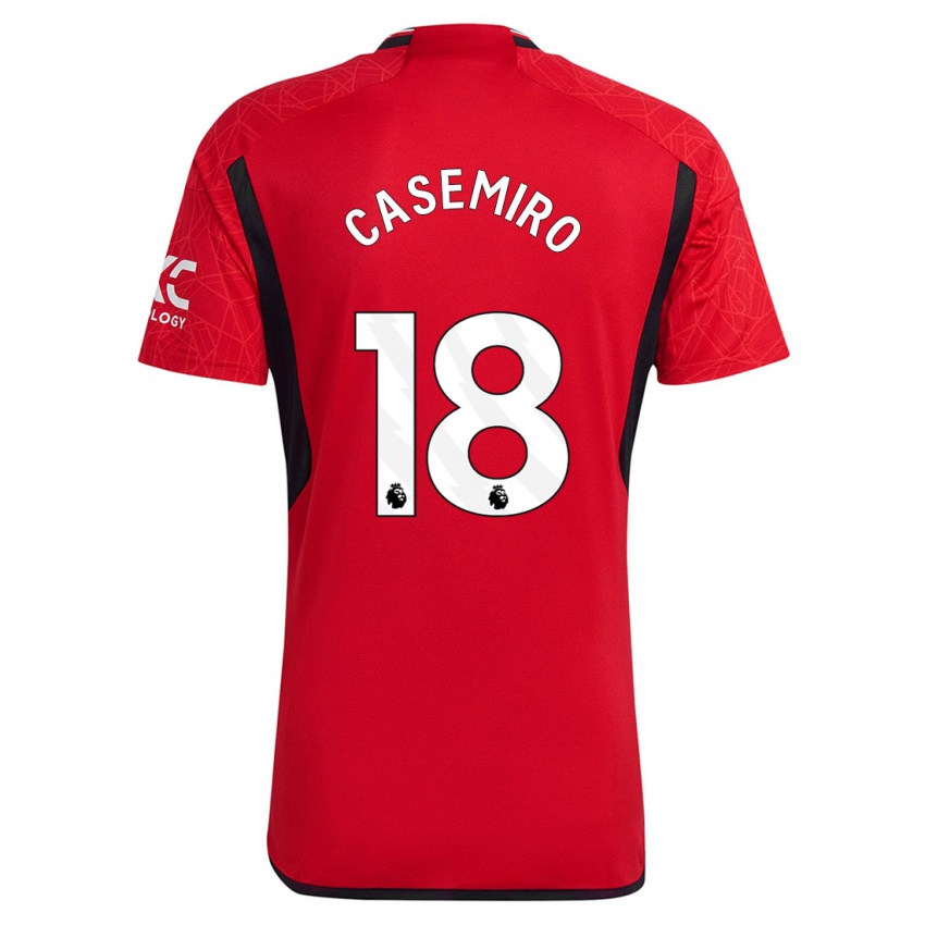 Női Casemiro #18 Piros Hazai Jersey 2023/24 Mez Póló Ing