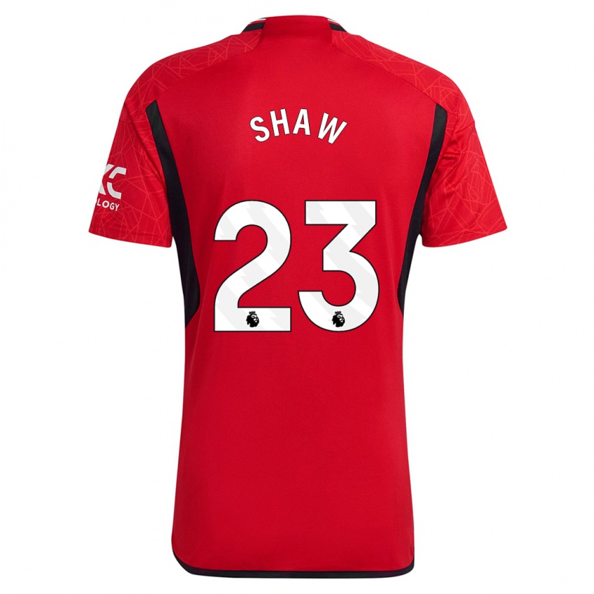 Női Luke Shaw #23 Piros Hazai Jersey 2023/24 Mez Póló Ing