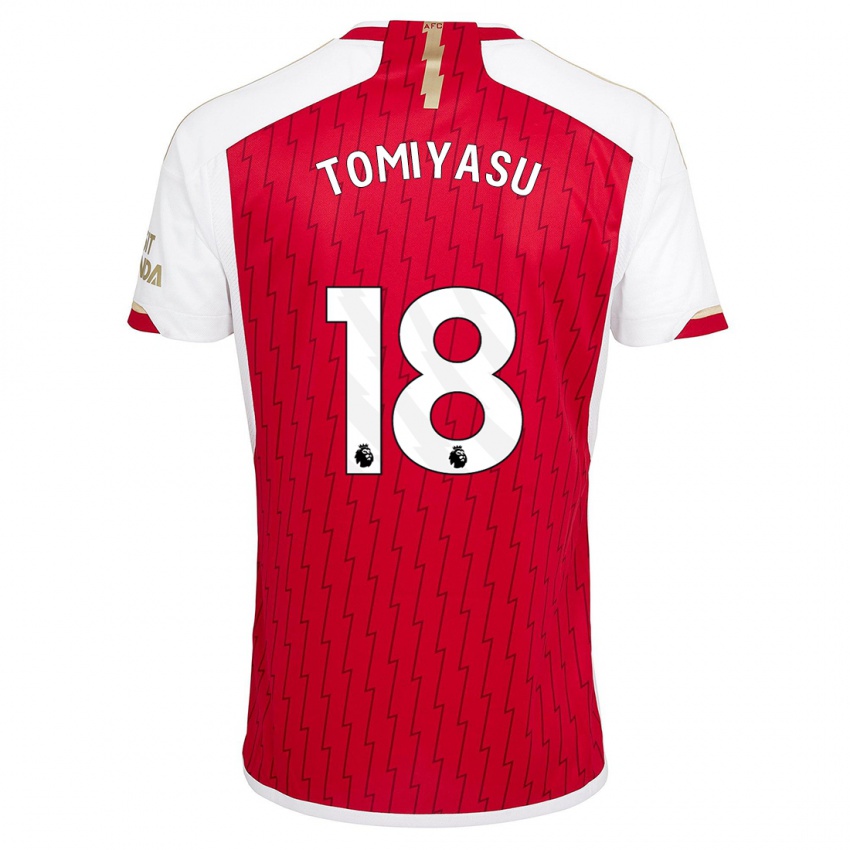 Női Takehiro Tomiyasu #18 Piros Hazai Jersey 2023/24 Mez Póló Ing