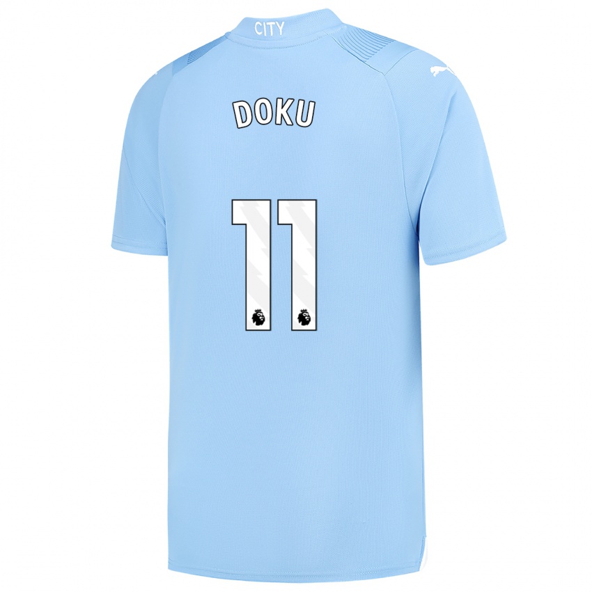 Női Jeremy Doku #11 Világoskék Hazai Jersey 2023/24 Mez Póló Ing