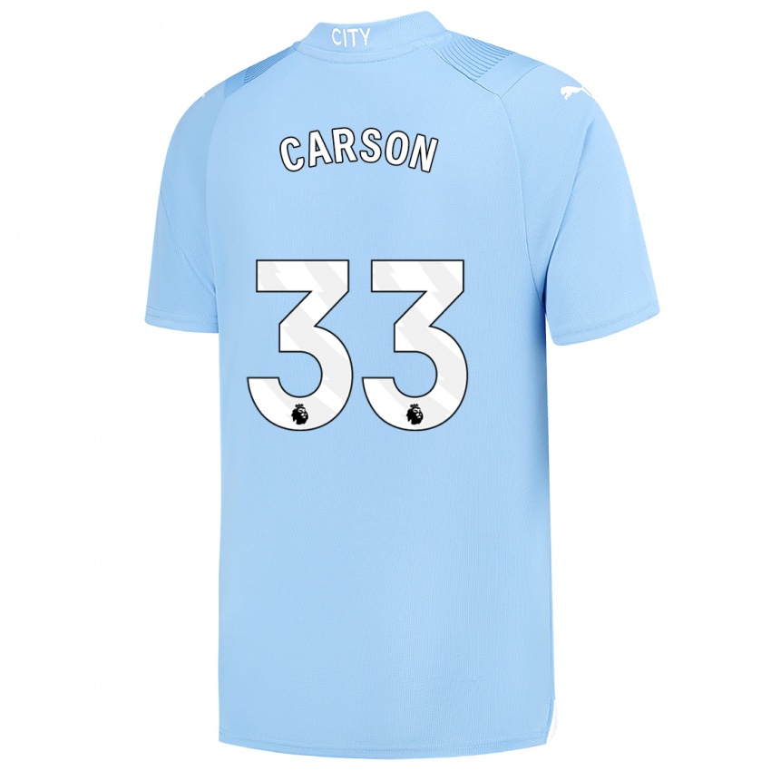 Női Scott Carson #33 Világoskék Hazai Jersey 2023/24 Mez Póló Ing