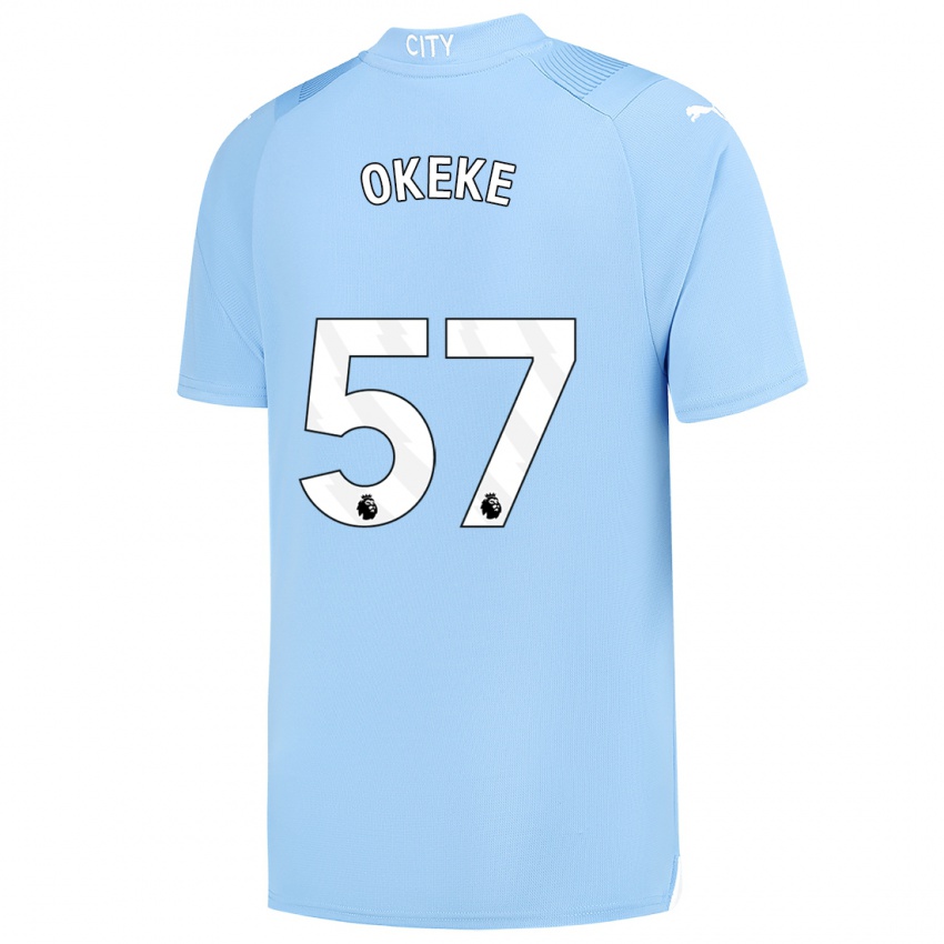 Női Michael Okeke #57 Világoskék Hazai Jersey 2023/24 Mez Póló Ing