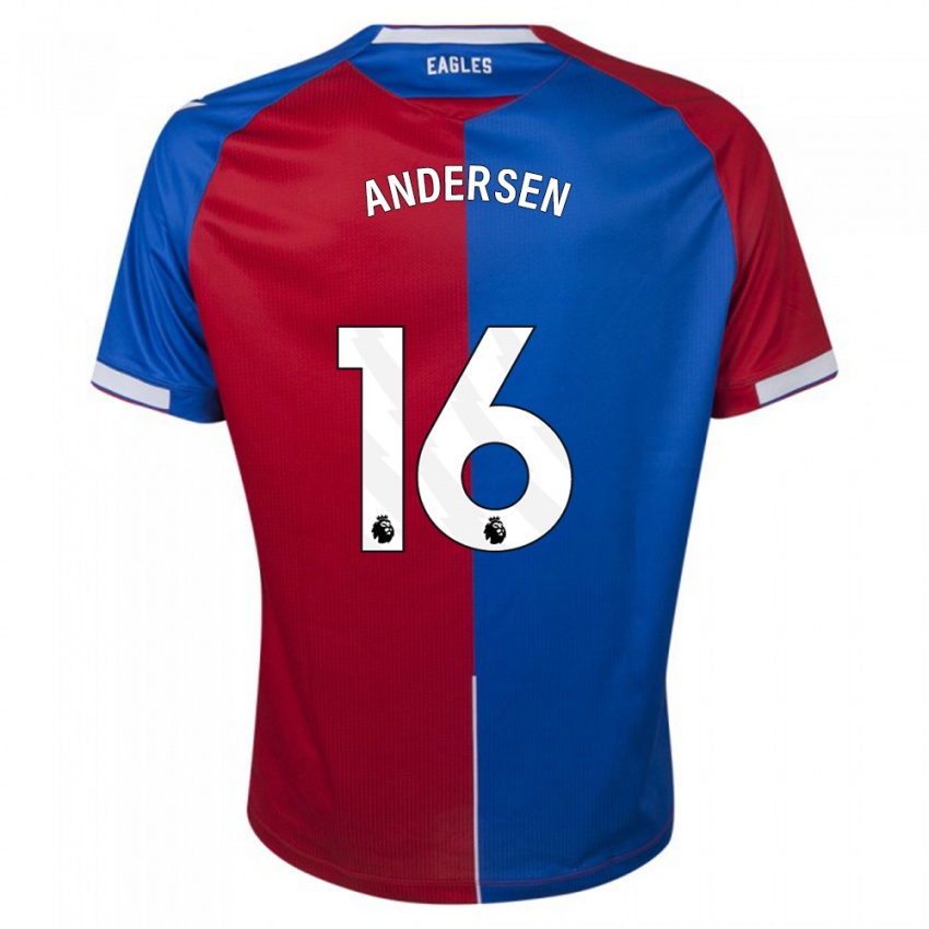 Női Joachim Andersen #16 Piros Kék Hazai Jersey 2023/24 Mez Póló Ing