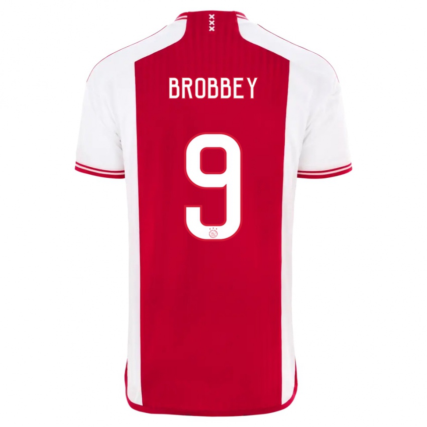 Női Brian Brobbey #9 Piros Fehér Hazai Jersey 2023/24 Mez Póló Ing