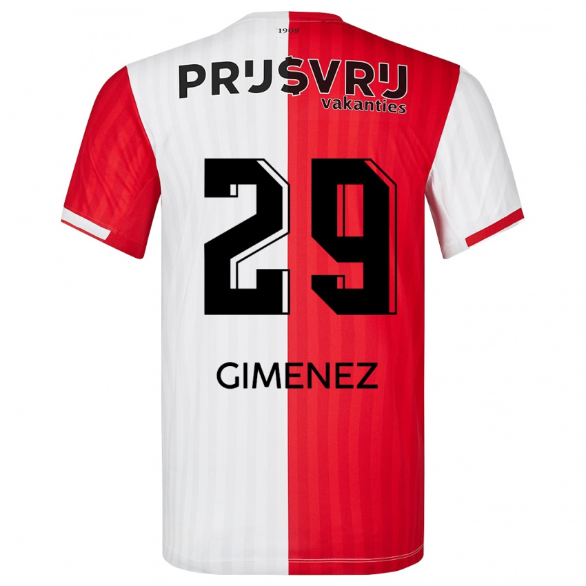 Női Santiago Gimenez #29 Piros Fehér Hazai Jersey 2023/24 Mez Póló Ing