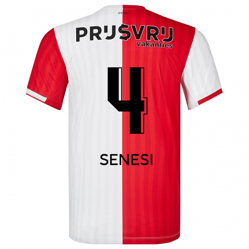 Női Marcos Senesi #4 Piros Fehér Hazai Jersey 2023/24 Mez Póló Ing