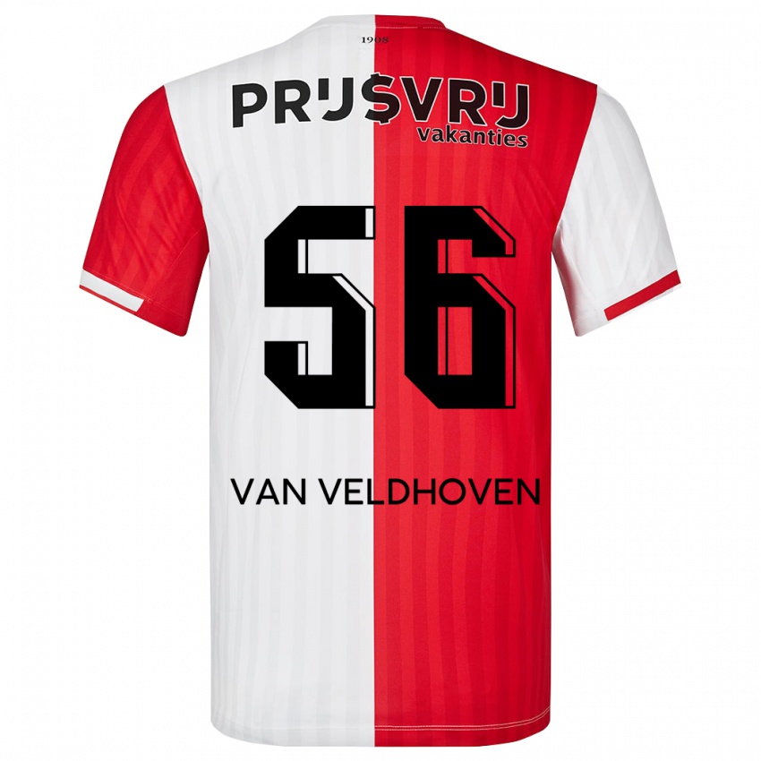 Női Kars Van Veldhoven #56 Piros Fehér Hazai Jersey 2023/24 Mez Póló Ing