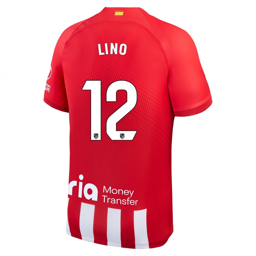 Női Samuel Lino #12 Piros Fehér Hazai Jersey 2023/24 Mez Póló Ing