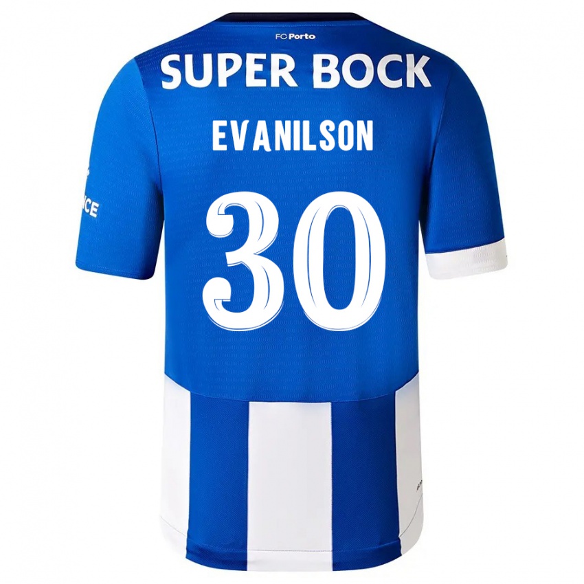 Női Evanilson #30 Kék Fehér Hazai Jersey 2023/24 Mez Póló Ing