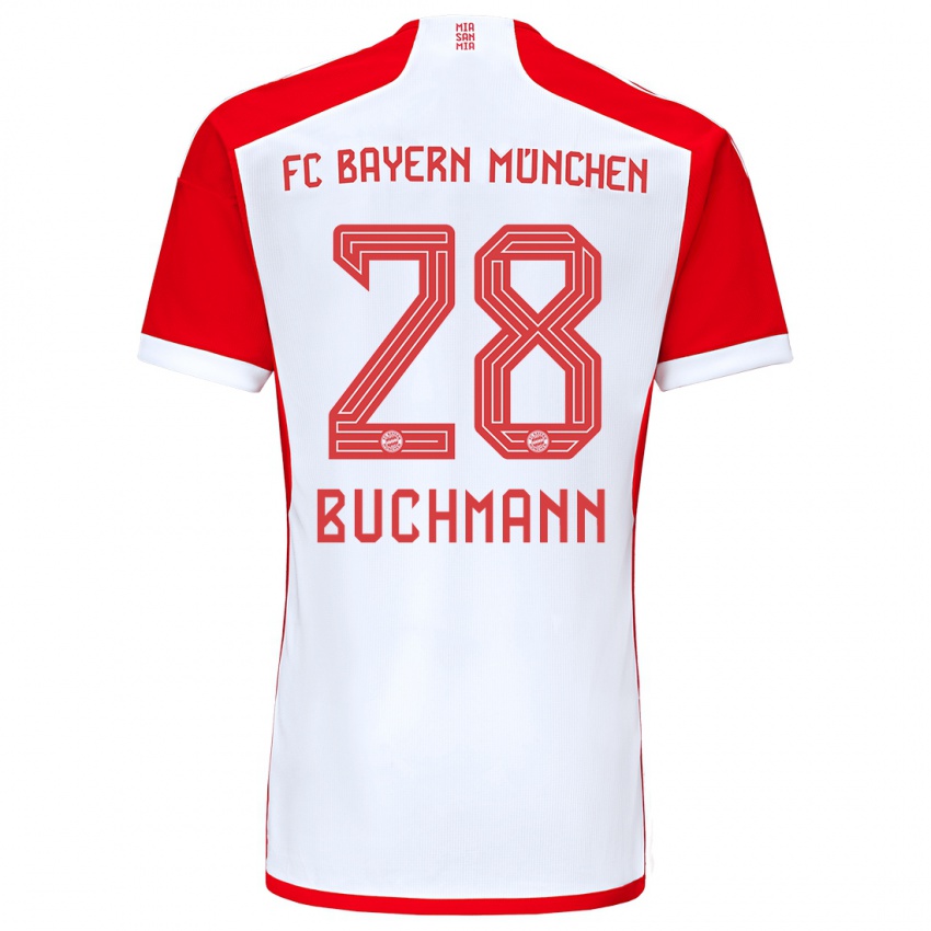 Női Tarek Buchmann #28 Piros Fehér Hazai Jersey 2023/24 Mez Póló Ing