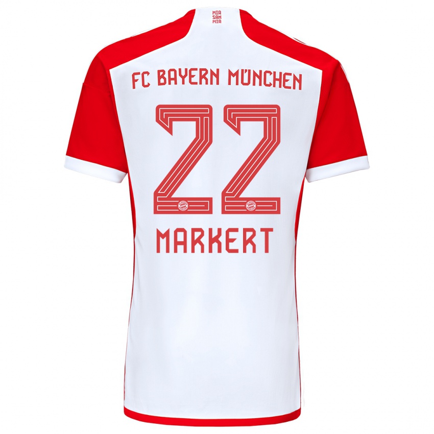 Női Leon Markert #22 Piros Fehér Hazai Jersey 2023/24 Mez Póló Ing