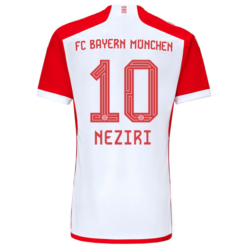 Női Behar Neziri #10 Piros Fehér Hazai Jersey 2023/24 Mez Póló Ing