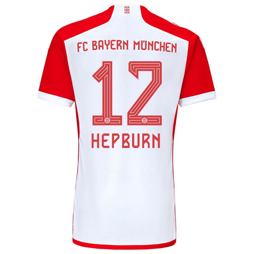 Női Barry Hepburn #12 Piros Fehér Hazai Jersey 2023/24 Mez Póló Ing