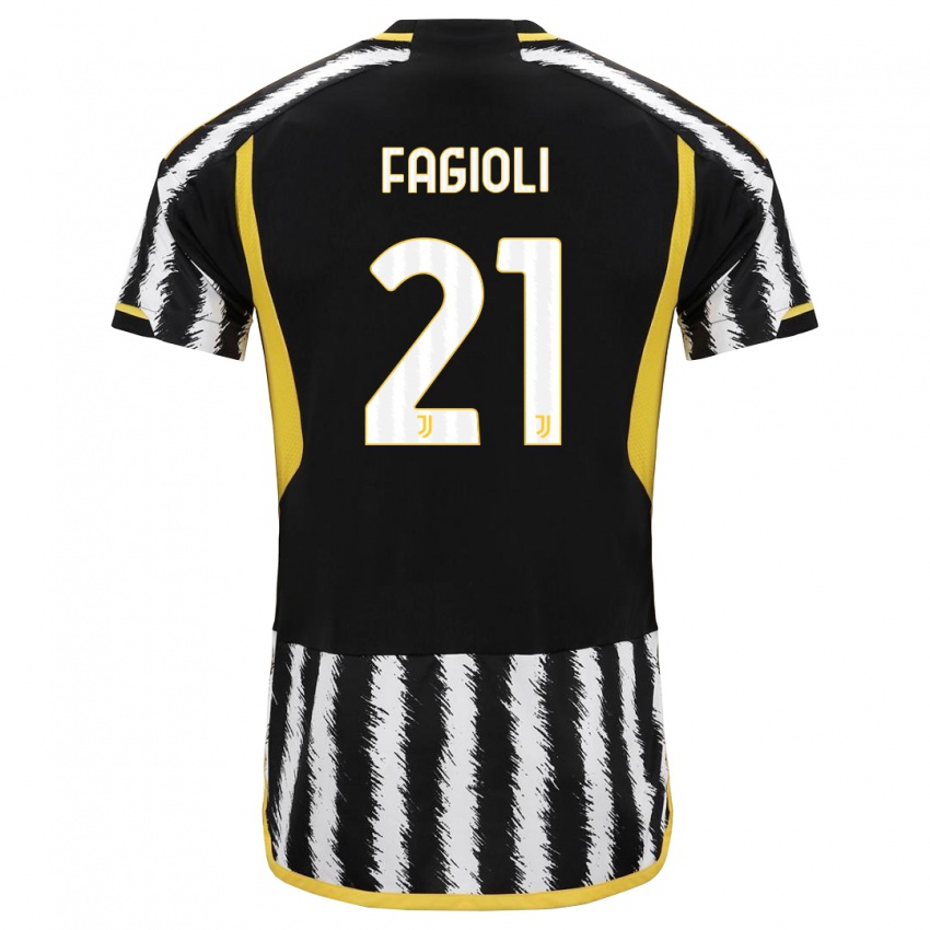 Női Nicolo Fagioli #21 Fekete-Fehér Hazai Jersey 2023/24 Mez Póló Ing