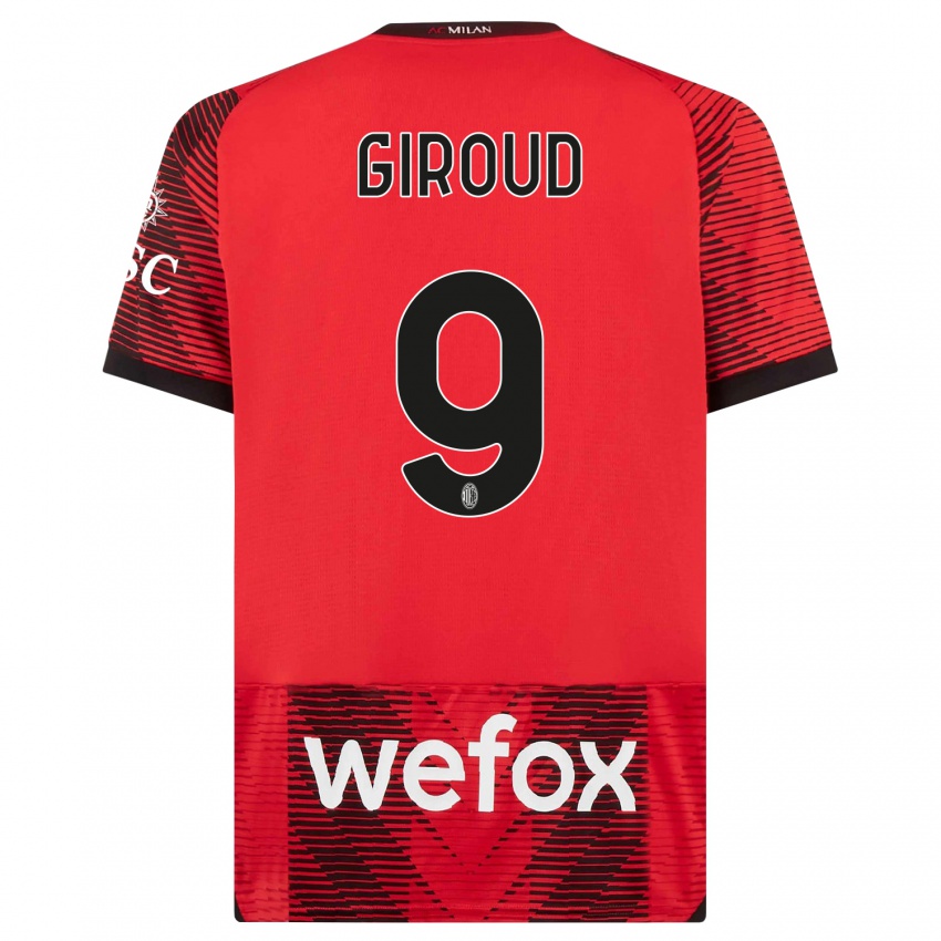 Női Olivier Giroud #9 Piros Fekete Hazai Jersey 2023/24 Mez Póló Ing