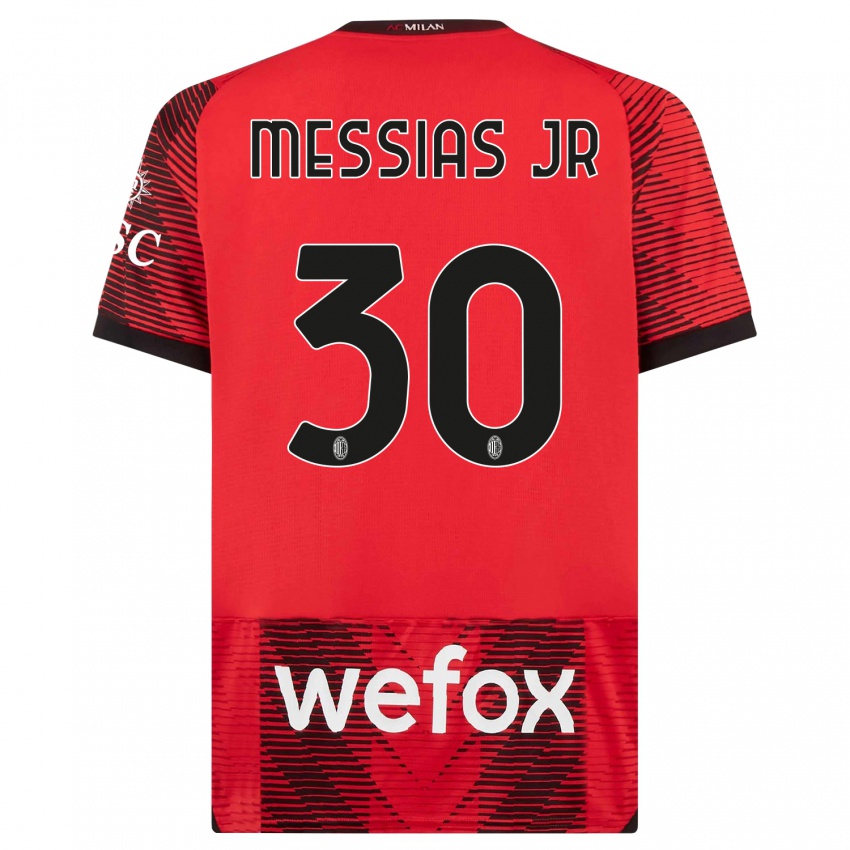 Női Junior Messias #30 Piros Fekete Hazai Jersey 2023/24 Mez Póló Ing