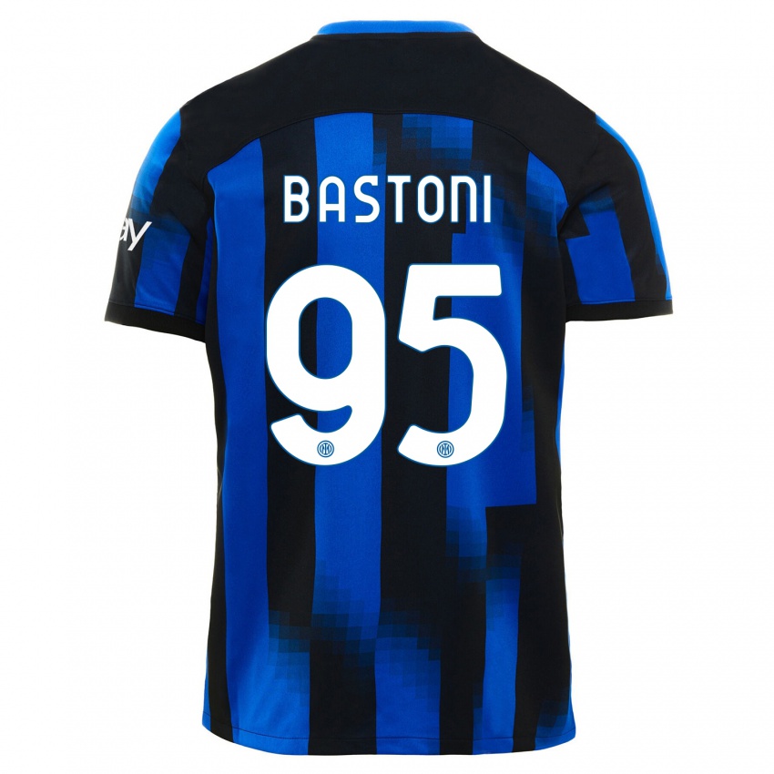 Női Alessandro Bastoni #95 Fekete Kék Hazai Jersey 2023/24 Mez Póló Ing