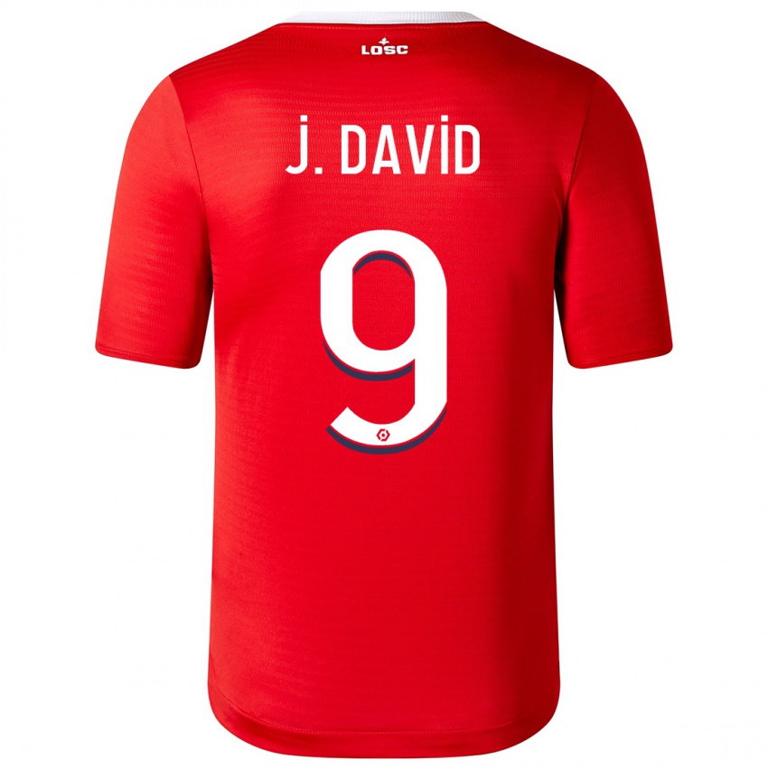 Női Jonathan David #9 Piros Hazai Jersey 2023/24 Mez Póló Ing