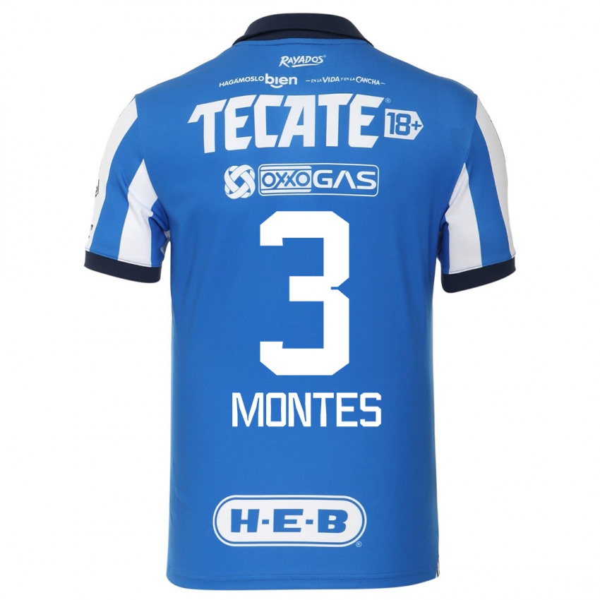 Női Cesar Montes #3 Kék Fehér Hazai Jersey 2023/24 Mez Póló Ing