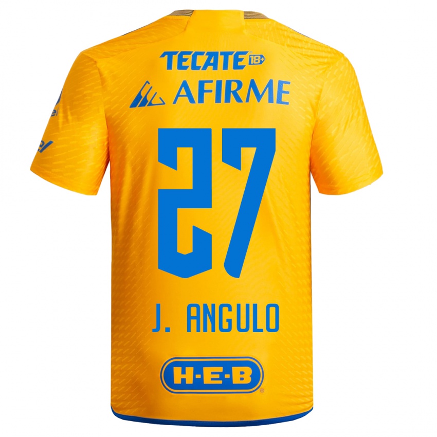 Női Jesus Angulo #27 Sárga Hazai Jersey 2023/24 Mez Póló Ing