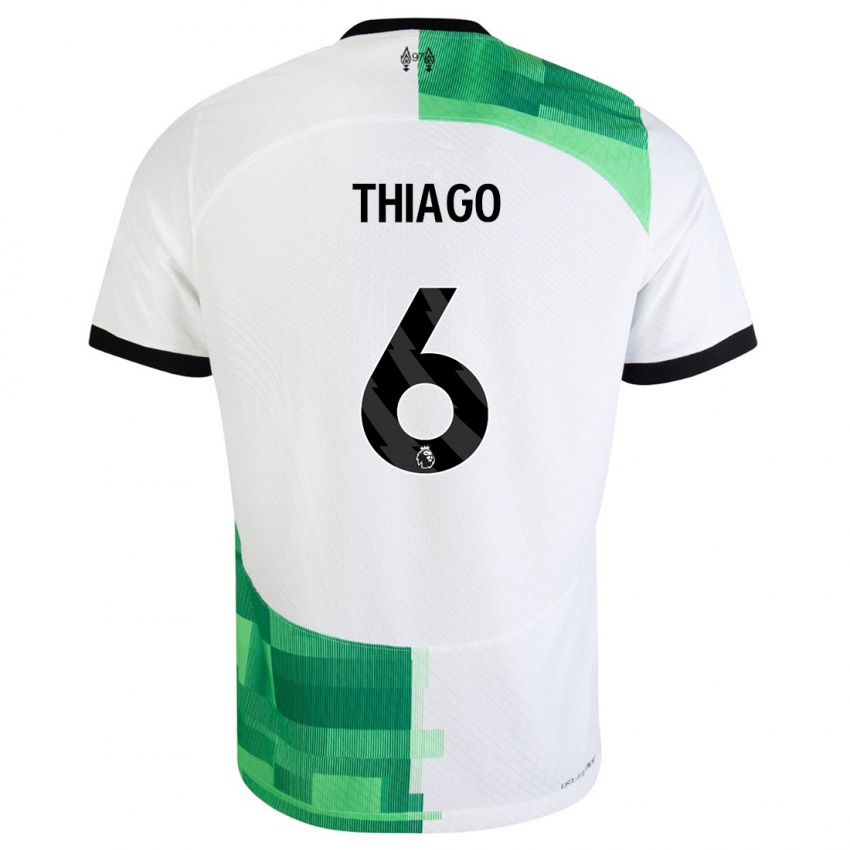 Női Thiago #6 Fehér Zöld Idegenbeli Jersey 2023/24 Mez Póló Ing