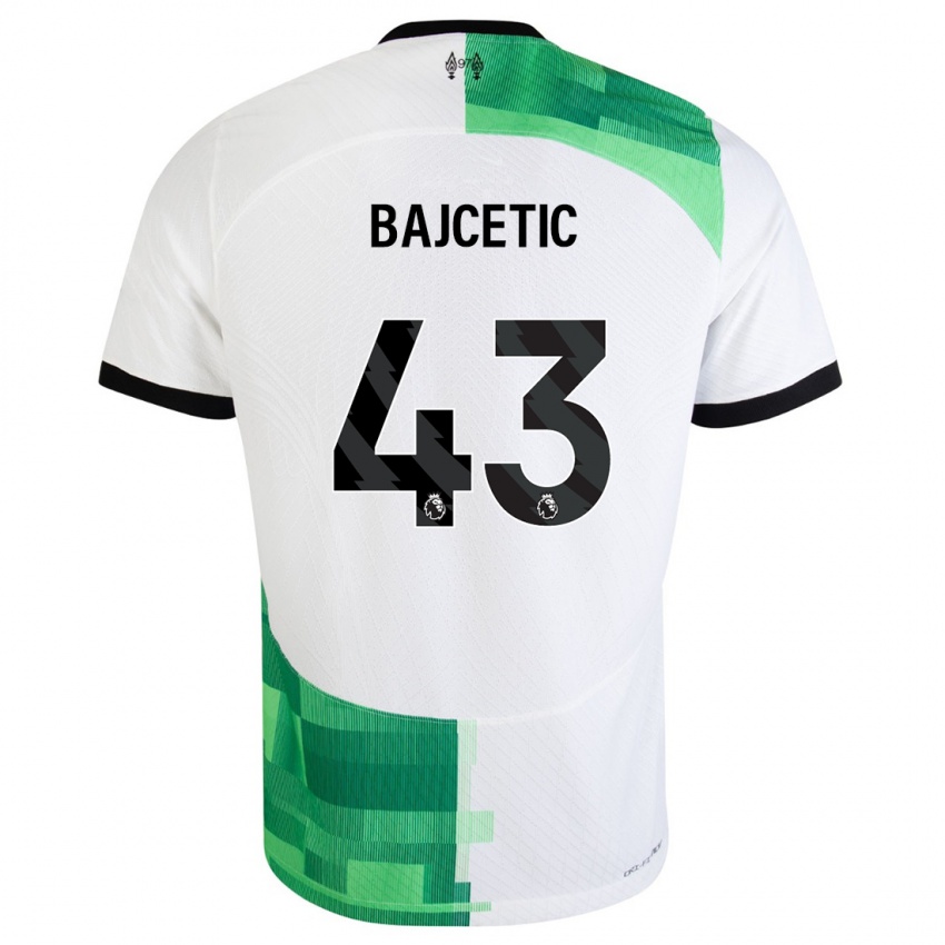 Női Stefan Bajcetic #43 Fehér Zöld Idegenbeli Jersey 2023/24 Mez Póló Ing