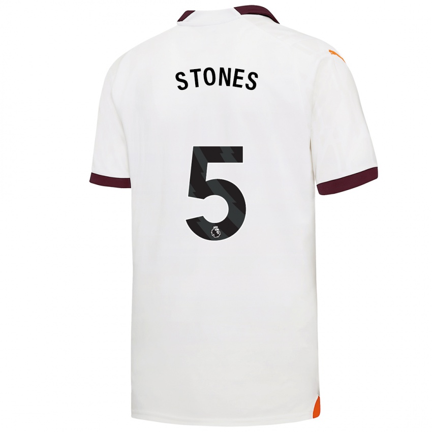 Női John Stones #5 Fehér Idegenbeli Jersey 2023/24 Mez Póló Ing