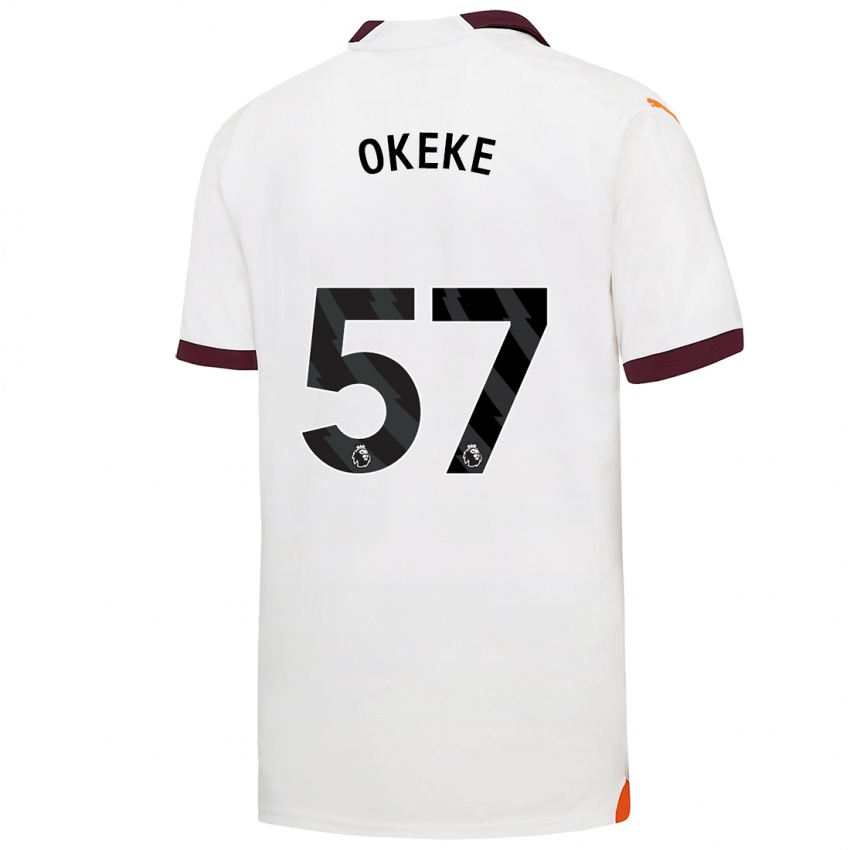 Női Michael Okeke #57 Fehér Idegenbeli Jersey 2023/24 Mez Póló Ing