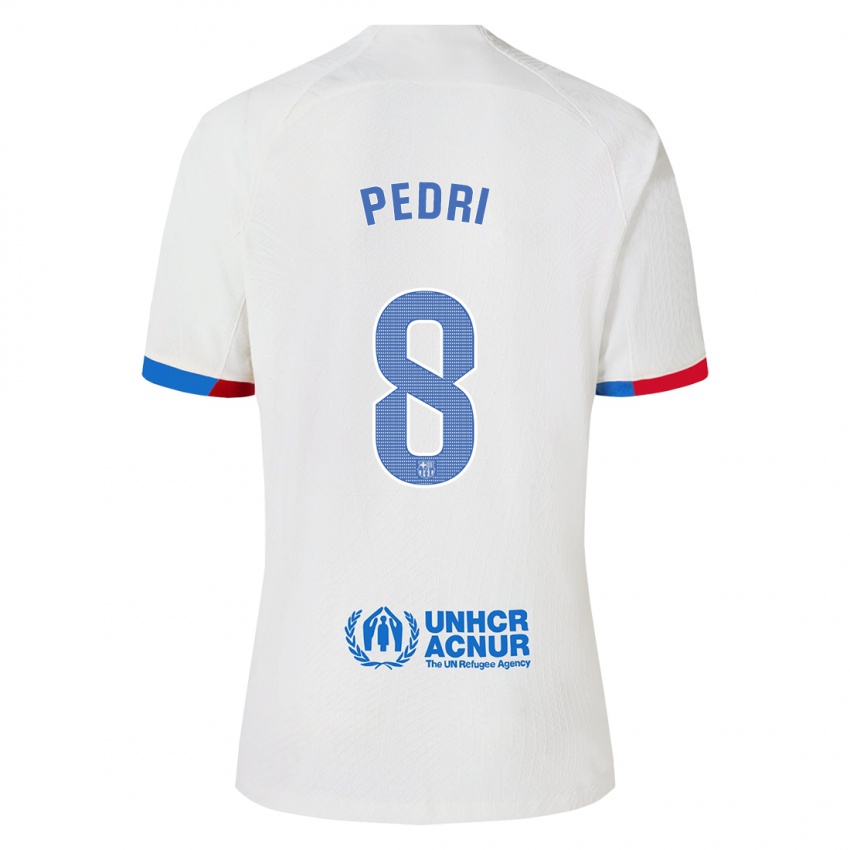 Női Pedri #8 Fehér Idegenbeli Jersey 2023/24 Mez Póló Ing